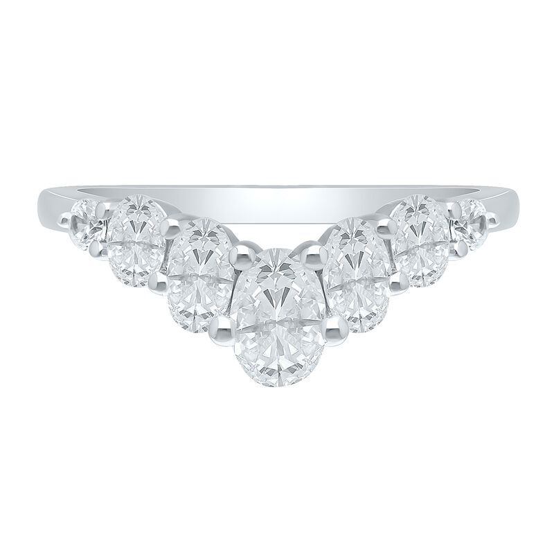 Lab Grown Diamond 1 1/2ctw. Oval and Round Graduating Contour Band in 10k White Gold image number null